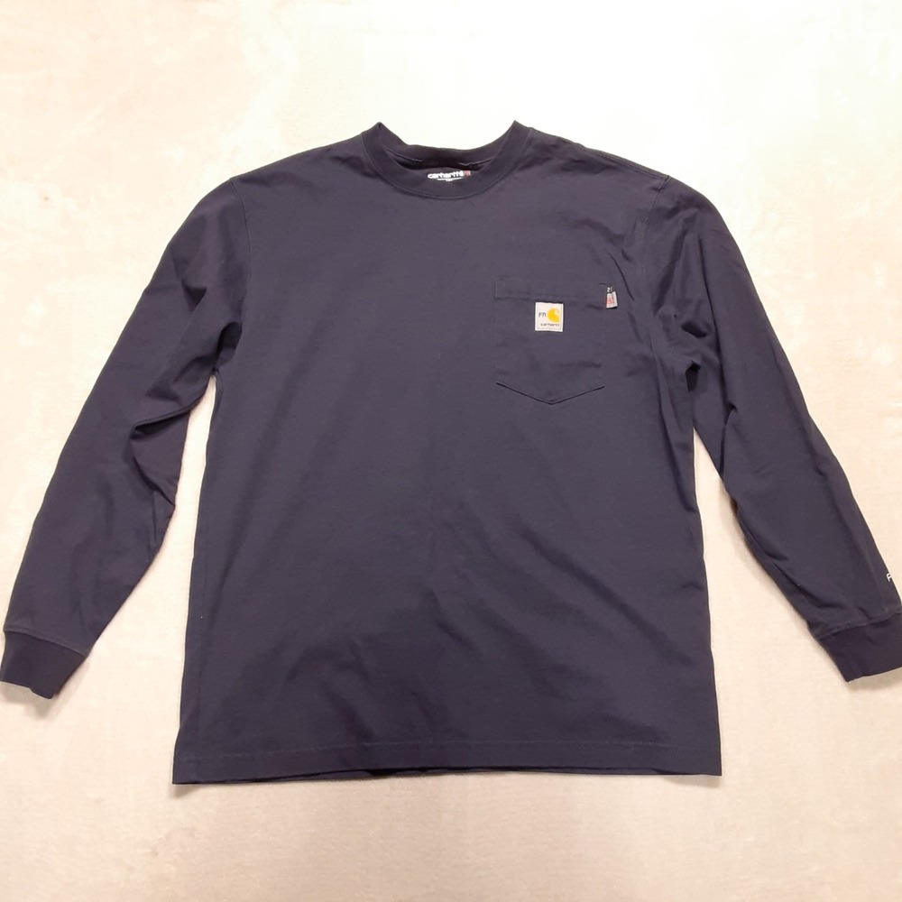Carhartt Force Men's FR LS Pocket T-Shirt Blue Med Loose Fit Pyrosafe CAT 2